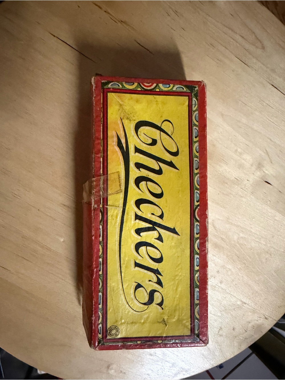 Checkers Game Box - Yellow and Red Decorative Home Accent
